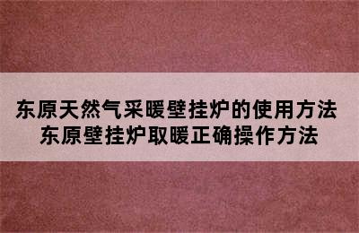 东原天然气采暖壁挂炉的使用方法 东原壁挂炉取暖正确操作方法